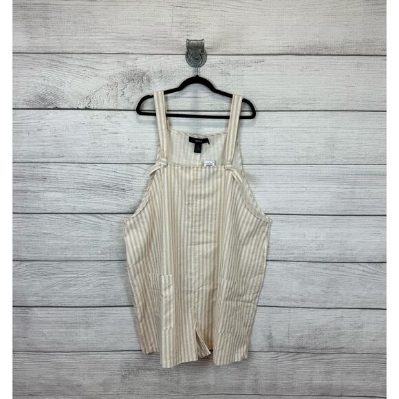 Torrid Plus Size Tan & Cream Beach Cotton Lightweight Short Romper Size 3X - Picture 1 of 8